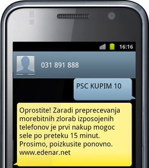 Sporočilo o zakasnitvi prvega naročila